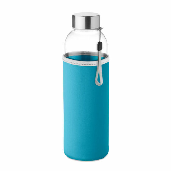 Glerbrúsi í ljósblárri neoprene hulsu. 500 ml